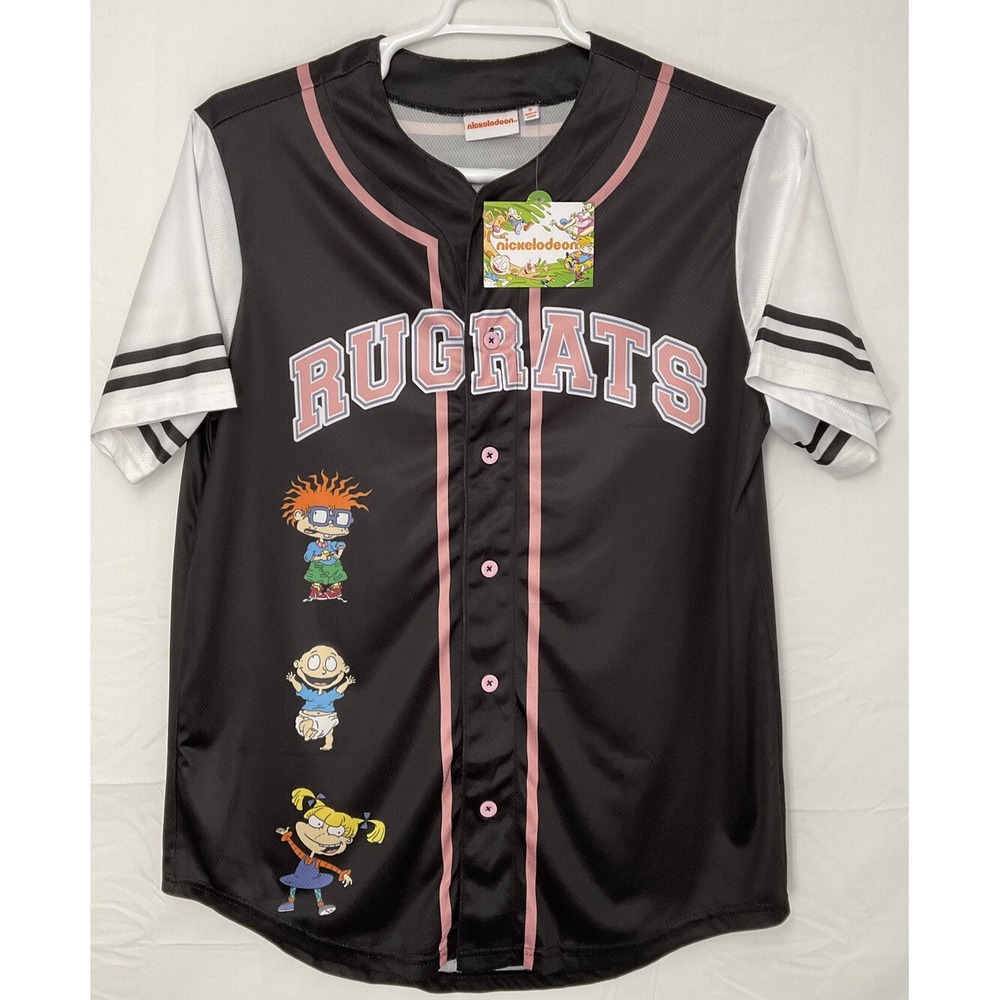 NWT Unisex Nickelodeon #91 Black‎ & Pink Rugrats Chucky Tommy Jersey Shirt Small